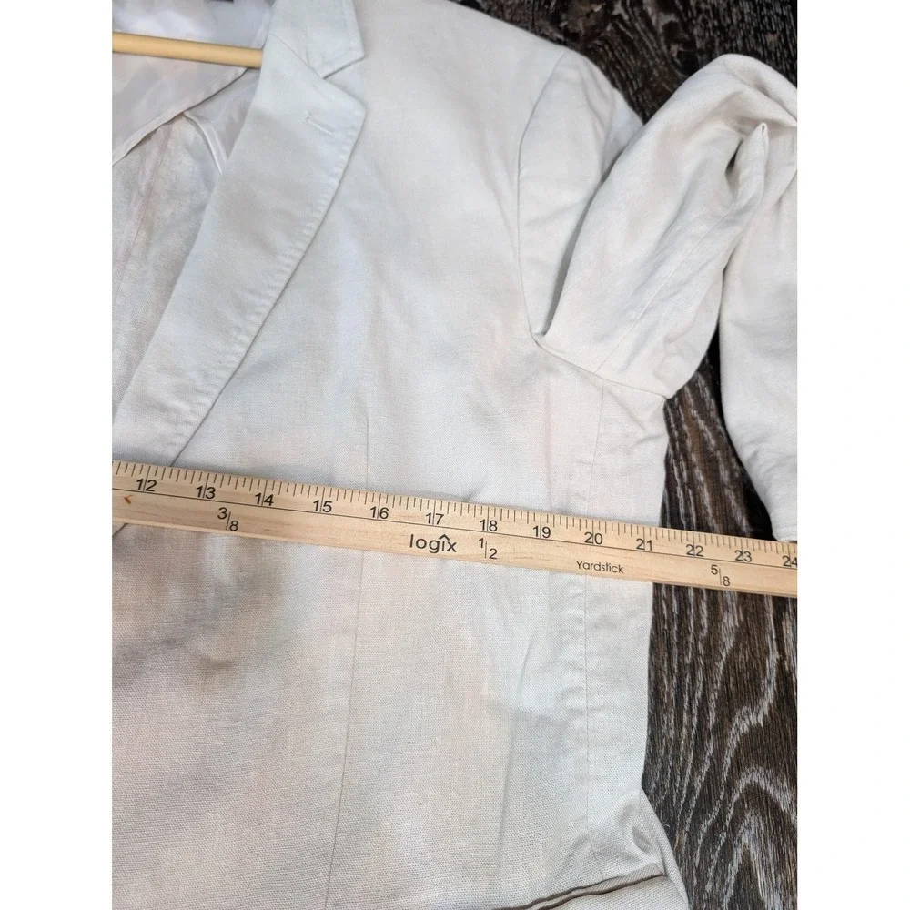 Tasso Elba Blazer Mens L Beige Linen Rayon Polyester Single-Breasted Notch Lapel